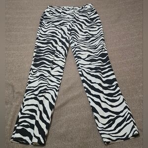 Spiegel Black and White Zebra Print Wide Leg Pants